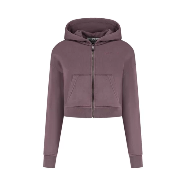 Malelions Women Cropped Zip Hoodie - Charcoal