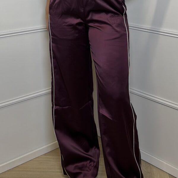Unique The Label Row Satin Pants - Bordeaux