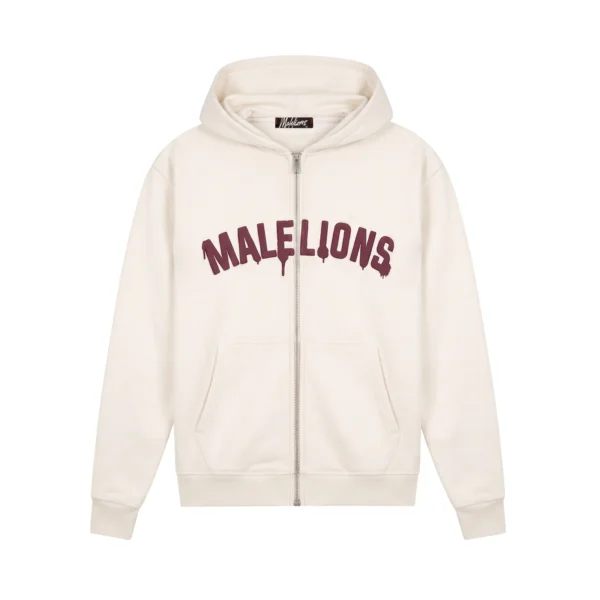 Malelions Men Society Club Zip Hoodie - Off-White
